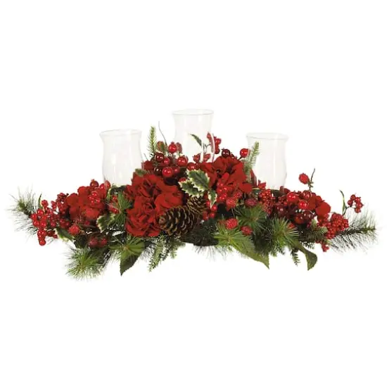 13" Hydrangea Holiday Candelabrum Artificial Arrangement {1}
