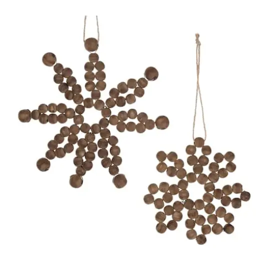 Wood Bead Snowflake Ornament Set {3}