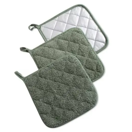 DII&reg; Terry Cloth Potholders, 3ct. Artichoke Green {1}