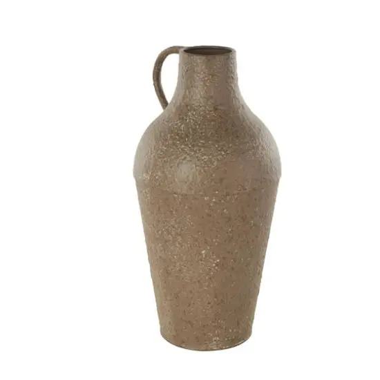 15.75" Brown Metal Antique Inspired Vase with Handle {7}