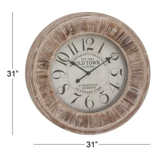 Brown Vintage Wood Wall Clock {6}