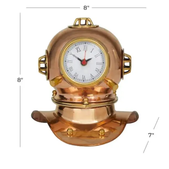 8" Brass Diver Helmet Clock Copper {6}