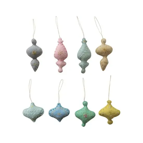 Hello Honey&reg; 8 Pack Mixed Embroidered Pastel Felt Ornaments {1}