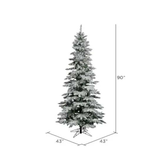 7.5ft. Pre-Lit Flocked Utica Fir Slim Artificial Christmas Tree, Multi-Colored Lights {5}
