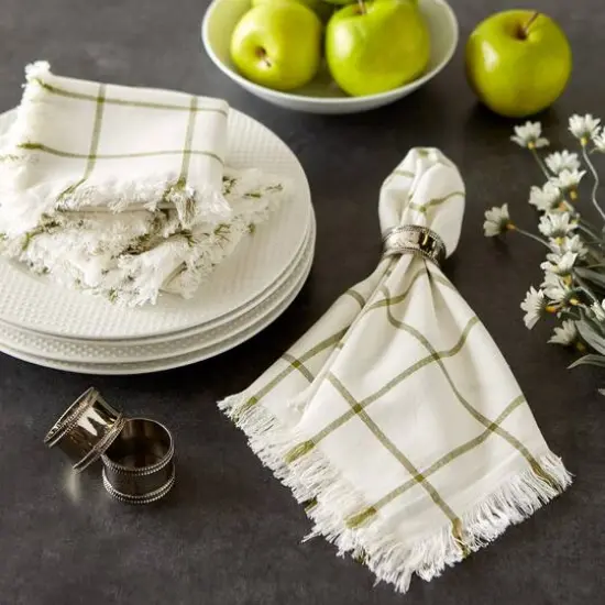 DII&reg; Ventana Green Check Fringed Cloth Dinner Napkins, 6ct. {6}