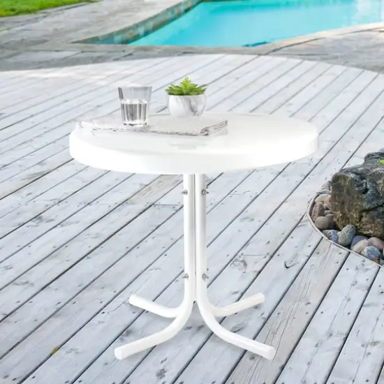 22" Outdoor Retro Tulip Side Table White {3}