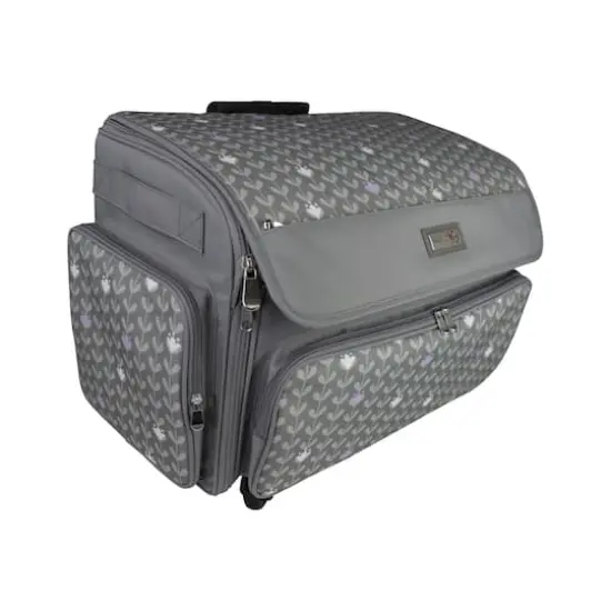 Everything Mary Purple Floral 4 Wheel Collapsible Deluxe Sewing Machine Storage Case {1}