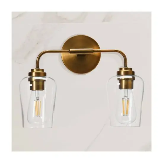 Hello Honey&reg; Robert Stevenson Lighting Holden Metal & Glass 2-Light Vanity Brushed Bronze {4}