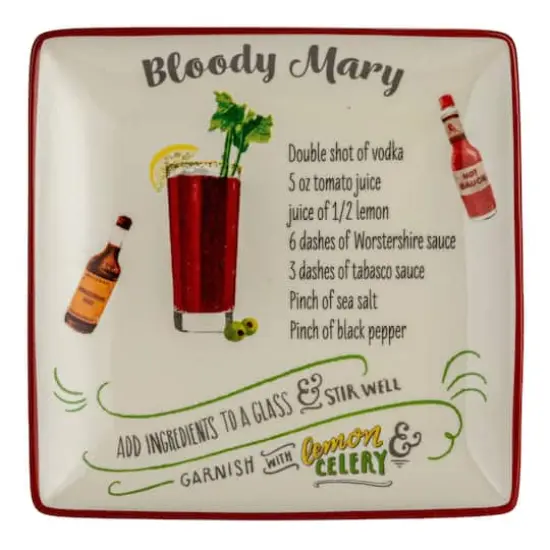 Hello Honey&reg; 6" Cocktail Recipe Design Stoneware Plate Set {9}