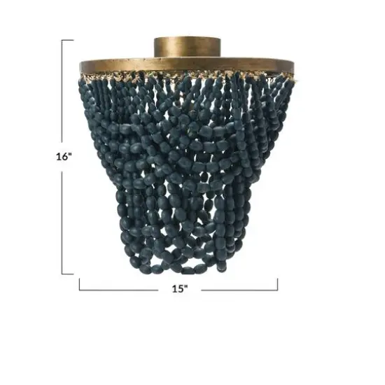 Hello Honey® 2-Tier Draped Wood Bead Semi-Flush Mount Ceiling Light Blue {6}