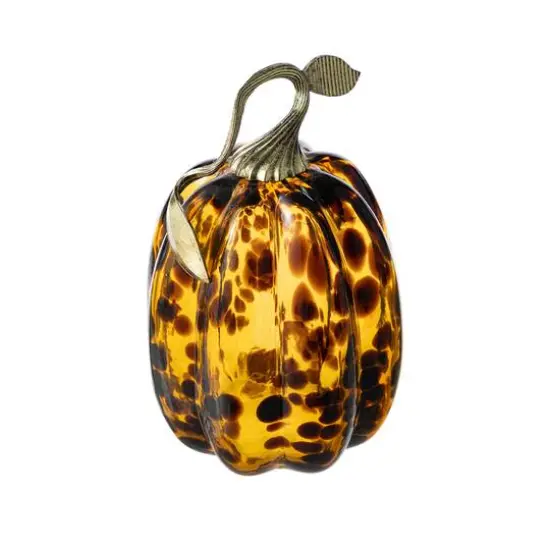 Glitzhome&reg; Amber Dots Glass Pumpkin {6}