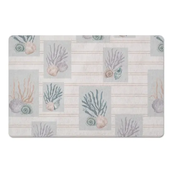 Shell Panels On Stripe Floor Mat Blush Stripe {1}