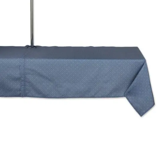 French Blue Tonal Lattice Print Outdoor Tablecloth With Zipper 60" x 84" {1}