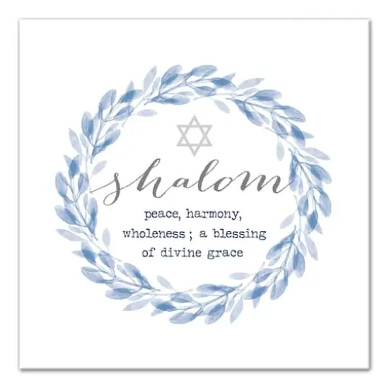 Shalom Def Wreath Blue 16x16 Canvas Wall Art {1}