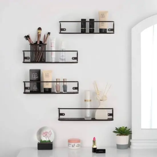 NEX&trade; Large Brown Wall-Mounted Spice Racks with Guard Rail, 4ct. {6}