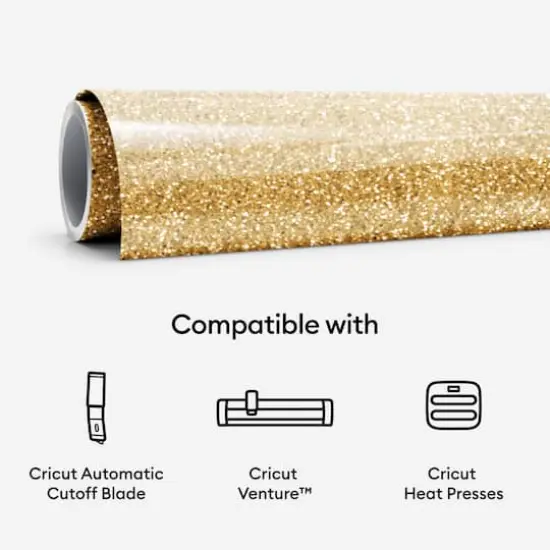 Cricut&reg; Smart Iron-On&trade; Glitter, 25" x 5ft. Gold {9}