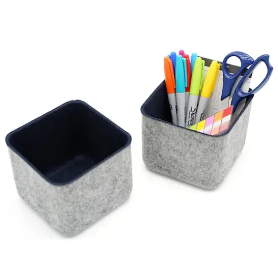 Welaxy Felt 2 Piece Storage Cubes Navy {1}