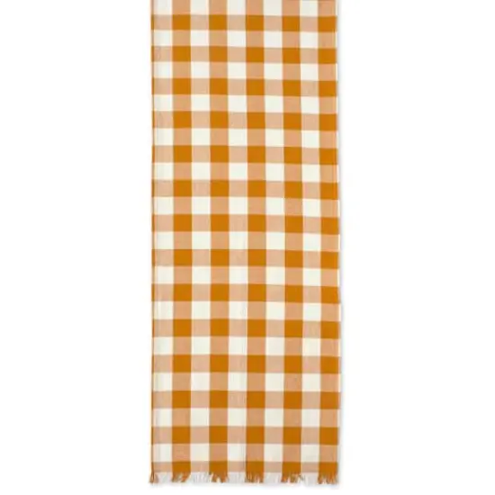 DII&reg; 72" Heavyweight Check Fringed Table Runner Pumpkin Spice {4}