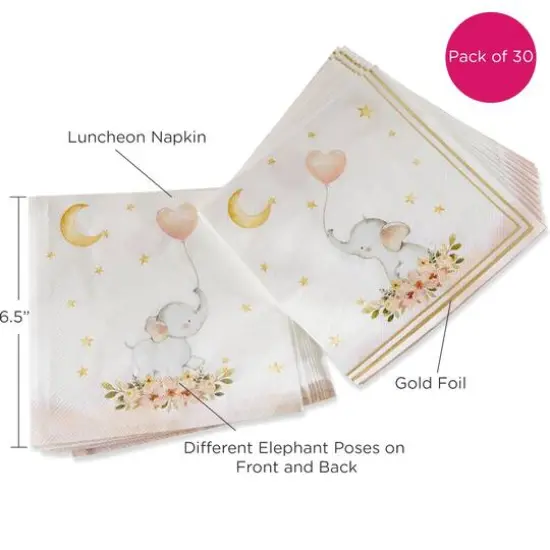Kate Aspen&reg; Pink Elephant Baby Shower Napkins, 30ct. {8}