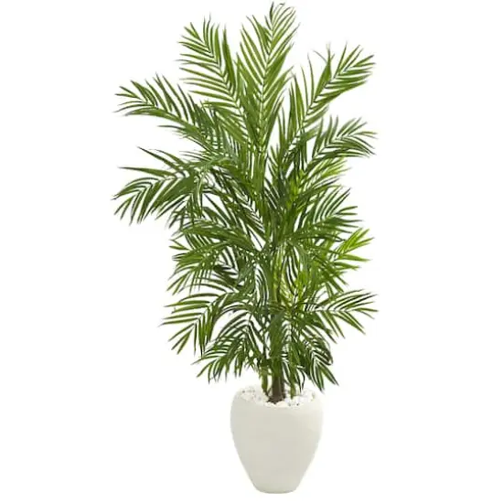 5ft. Areca Palm Artificial Tree in White Planter {1}