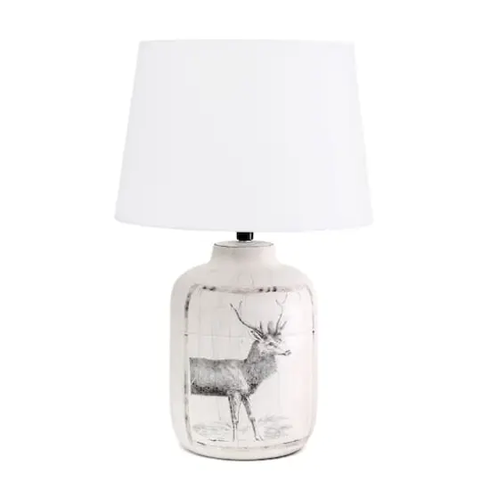 Simple Designs™ 18" Rustic Deer Buck Nature Printed Ceramic Table Lamp {1}