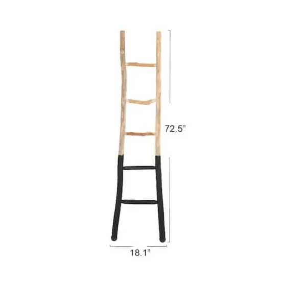 Hello Honey® 6ft. Natural & Black Wood Decorative Blanket Ladder {4}