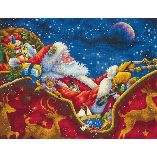Dimensions&reg; Gold Collection Santa's Midnight Ride Counted Cross Stitch Kit {3}