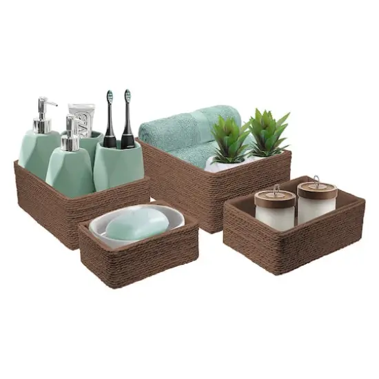 Sorbus 4-Piece Woven Rope Basket Set Brown {4}