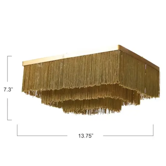 Hello Honey&reg; 13.75" Square Flush Mount Fringe Light Fixture {5}