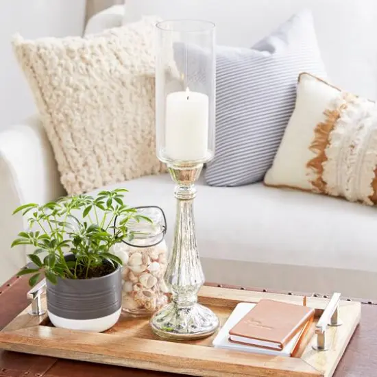 21" Silver Glass Traditional Candle Holder {6}