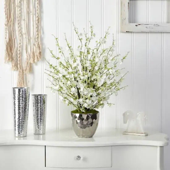 2.4 ft. Cherry Blossom Arrangement in Silver Bowl {4}