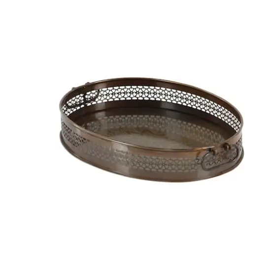 Brown Metal Traditional Tray Set {7}