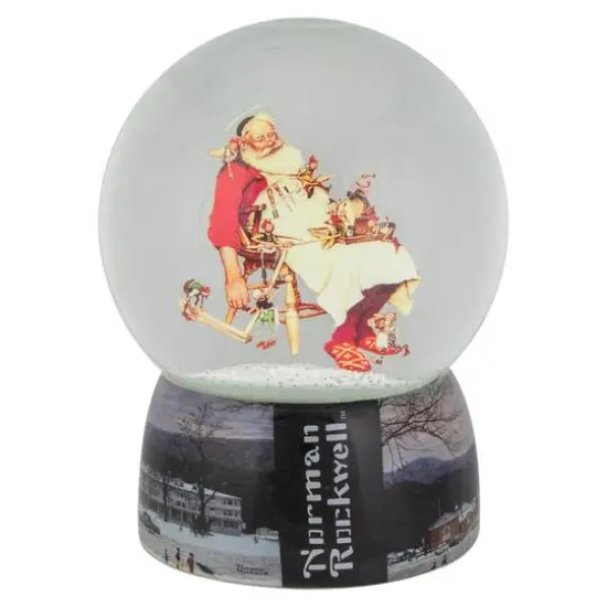 6.5" Norman Rockwell Santa and His Helpers Christmas Snow Globe {5}