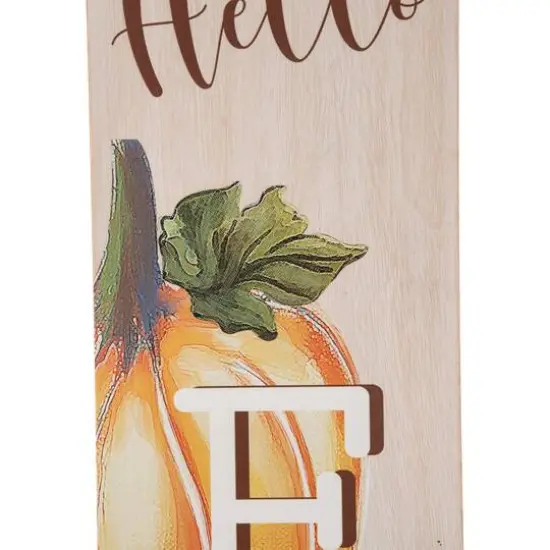 Glitzhome&reg; 3.5ft. Hello Fall Wooden Porch Sign {4}