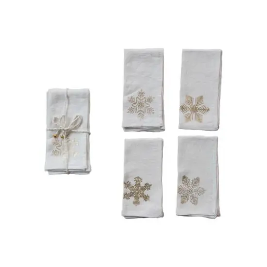 Hello Honey&reg; 18" Linen Snowflake Napkin Set {1}
