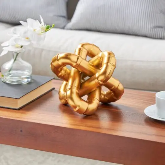 9" Gold Metal Chain Link Sculpture  {3}