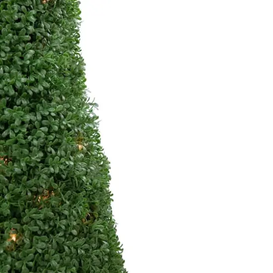 4ft. Pre-Lit Artificial Boxwood Cone Topiary Tree with Round Pot, Clear Lights {4}