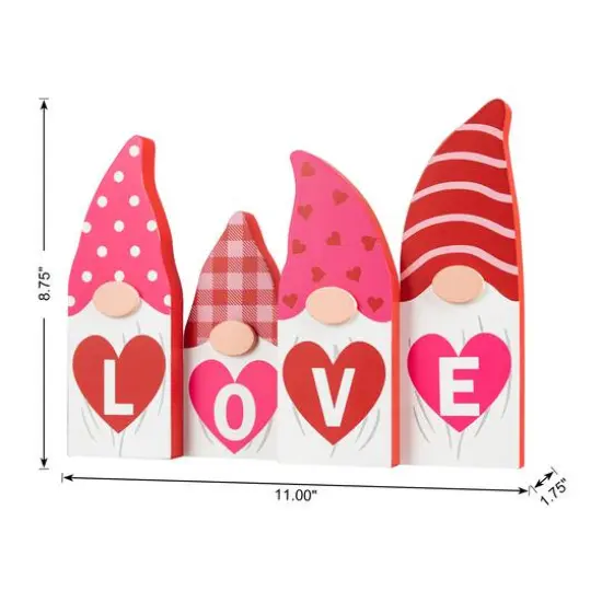 Glitzhome&reg; 11" Valentine's Love Wooden Gnome Table Decor {8}