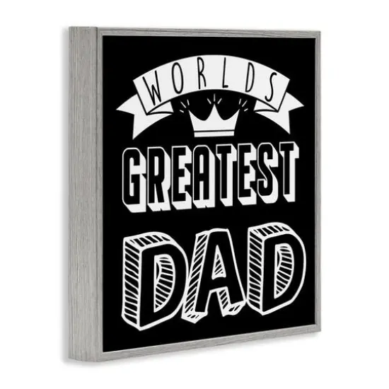 Stupell Industries Worlds Greatest Dad Cool Varied Typography Crown Design Framed Giclee Art Gray {4}