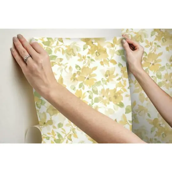 RoomMates Watercolor Floral Peel & Stick Wallpaper Yellow/Green {11}