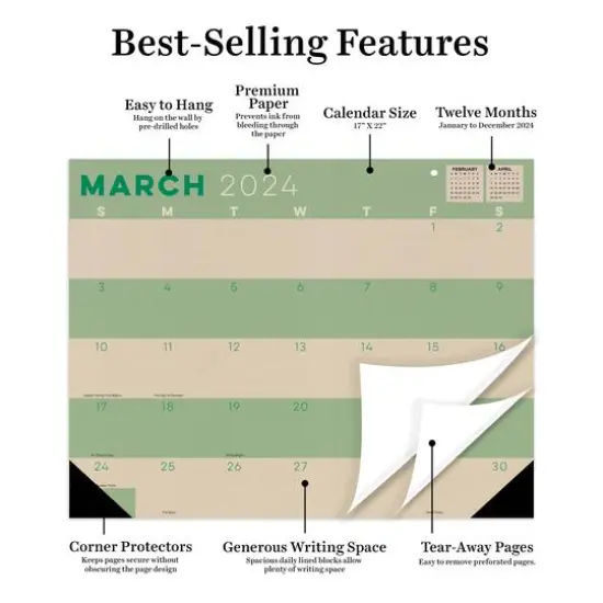TF Publishing 2024 Kraft Medium Desk Pad Monthly Blotter Calendar {4}