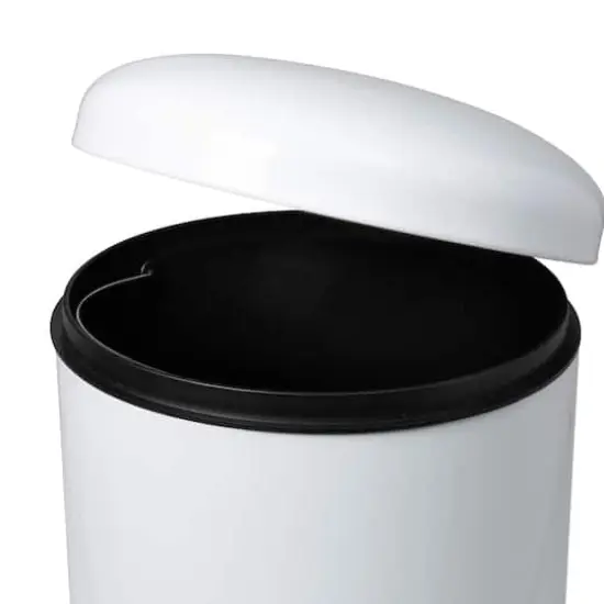 Honey Can Do White Retro Metal Kitchen Step Trash Can with Lid {8}