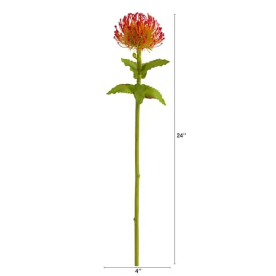 Pincushion Artificial Flower Stem, 6ct. Orange Red {4}