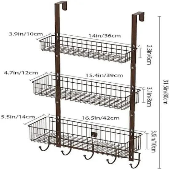 NEX&trade; Brown Over The Door Hanging Organizer Rack {3}