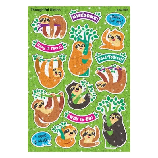 Trend Enterprises&reg; Thoughtful Sloths Sparkle STICKERS&reg;, 6 Packs of 32 {1}