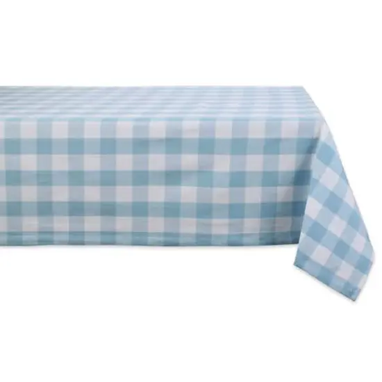DII&reg; 84" Buffalo Check Tablecloth Light Blue and White {1}
