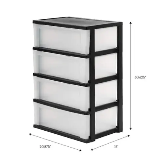 IRIS&reg; 30.5" Black & Clear 4-Drawer Chest {5}