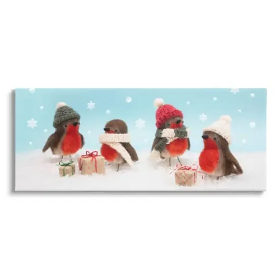 Stupell Industries Birds & Christmas Gifts Snowflakes Canvas Wall Art {1}