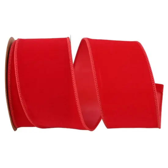 Reliant 2.5" x 10yd. Velvet Duro Domestic Wired Ribbon Hot Red {1}