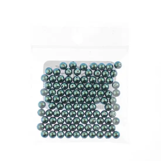 Preciosa Maxima 4mm Pearlescent Glass Nacre Pearls, 100ct. Pearlescent Peacock Green {3}